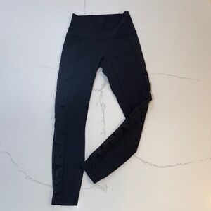 Girls' Active Leggings with Side Bow Detail - Black